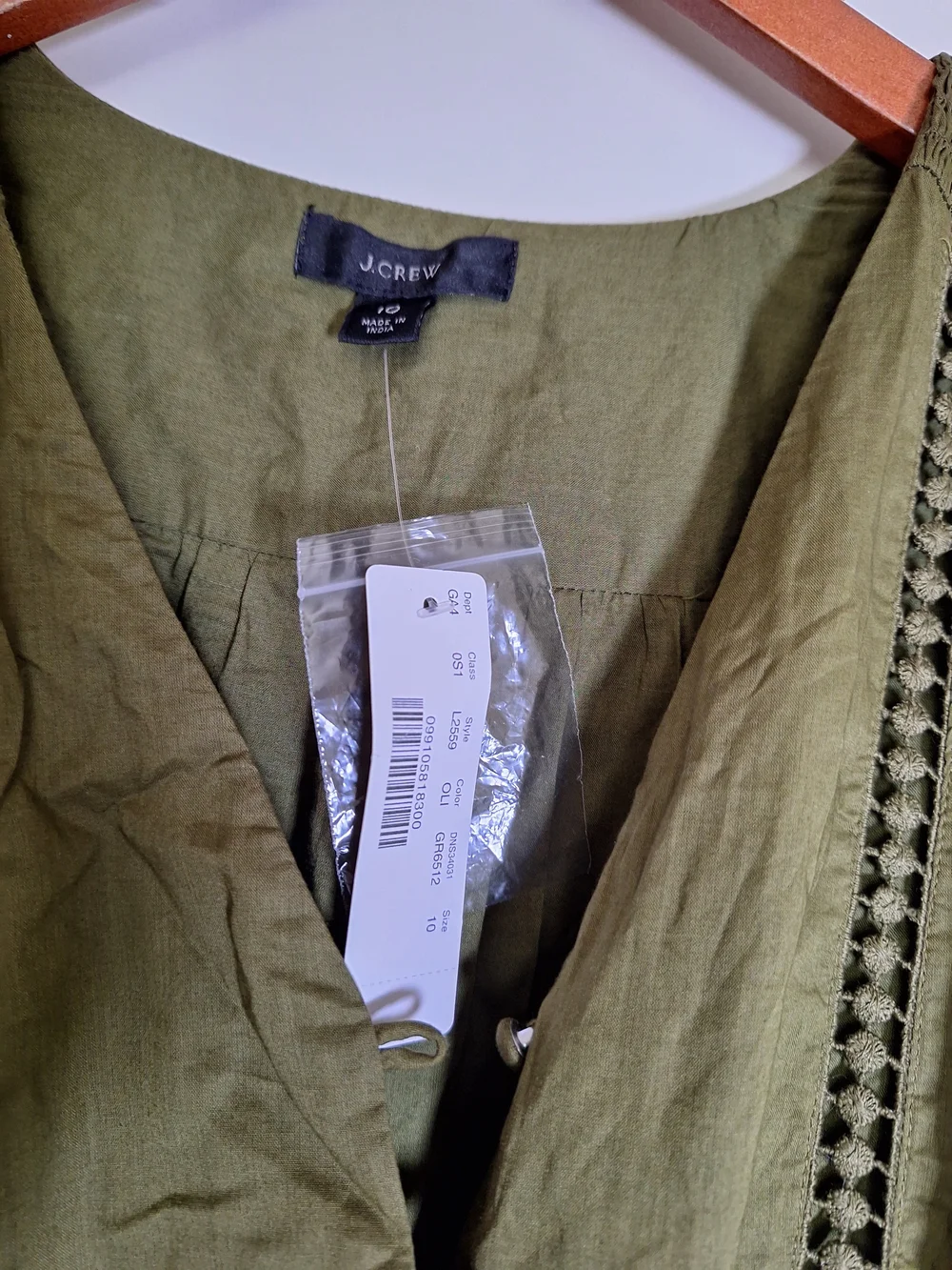J.Crew Women's Olive Green Tiered Midi Dress Flutter Sleeve Pom Pom Trim Size 10